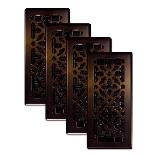 Decor Grates (4-Pack) AGH410-RB Gothic Floor Register, 4x10 Inches, Rubbed