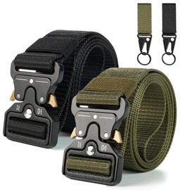 AMSNINK 2 Pack Tactical Belt, Tactical Belt, Military Belt, Work Belt, Emergency Service Belt, Fire Brigade Belt, Work Belt Men's Work Belt, black