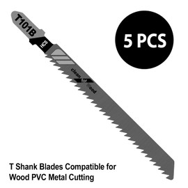 5 Piece Jigsaw Blades Set, Assorted T-Handle Jig Saw Blade Kits, Jigsaw Blades Replacement Set for Cutting Wood, Plastic, and Metal(Only Blades)