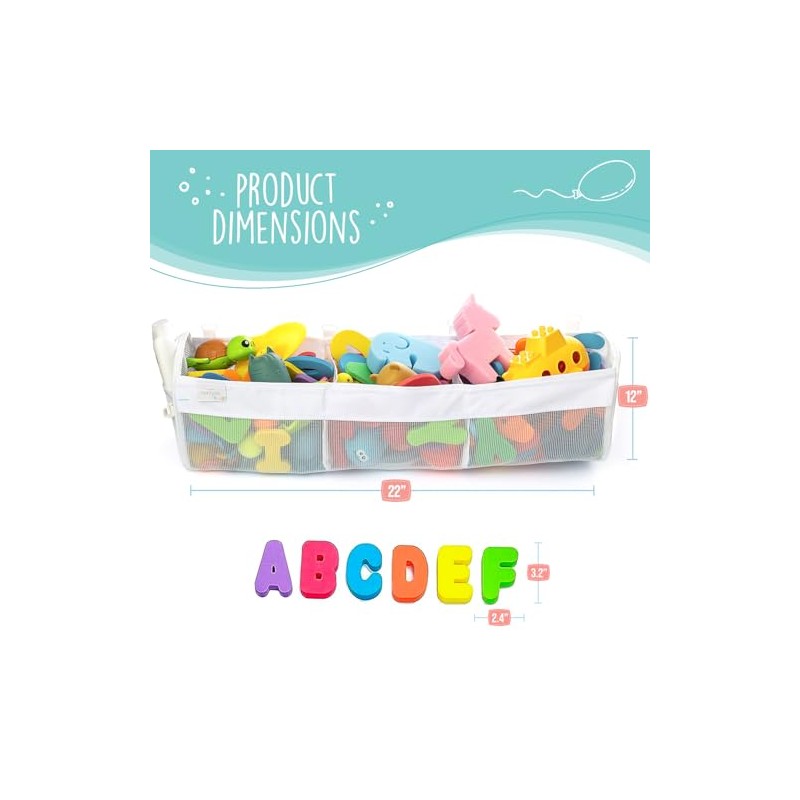 Comfylife Large Bath Toy Organizer with Letters and Numbers –