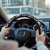 GRIRIW 1Set Cow Pattern Steering Wheel Cover Coaster Easy to