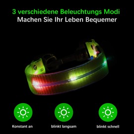 ZLCBBD Flashing Light School Bag Pendant LED USB Reflective Light Strip Children Reflector Safety Light for School Bag Backpack Hiking Sports Night Running Jogging Pack of 2 Green