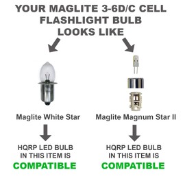 HQRP Ultra Bright 300Lm High Power 3W LED Conversion Upgrade Bulb Compatible with Maglite Magnum Star II 2 Replacement fits Mag-Lite 3-4-5-6 D/C, 3-6 D C Cell Lanterns Flashlights Torchs 3.2v - 9V