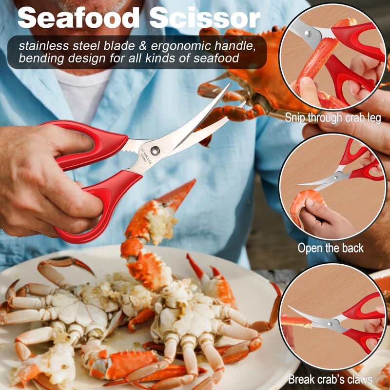 Crab Crackers and Tools, 11Pcs Seafood Tools Set - 2*Crab
