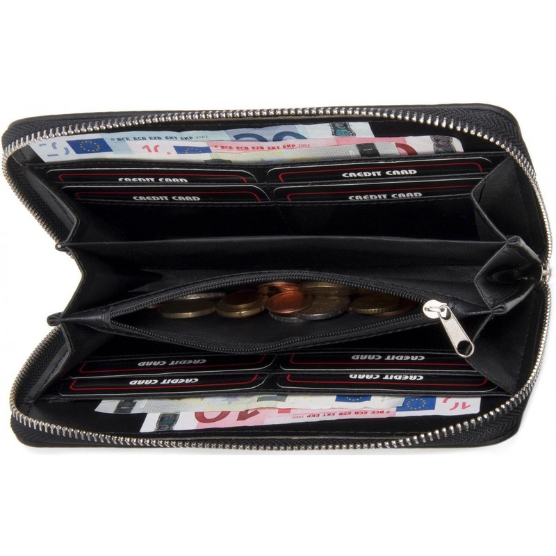styleBREAKER 02040053 Women's Purse with Skull Appliqué and Rhinestones, Zip