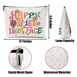 Retro Teacher Gifts Teacher Supplies Teacher Appreciation Gifts Aesthetic Makeup Bag, Cosmetic Bag Travel Toiletry Canvas Reusable Skincare Bag Gifts for Teachers Women Colleague Student Girls