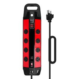 ZPSHYD 4ft 14/3 SJT Metal Power Strip with 8 Grounded Outlets, 2 USB Ports(5V,2.4A), Surge Protection - 15A, 1875W, 125V, 500J