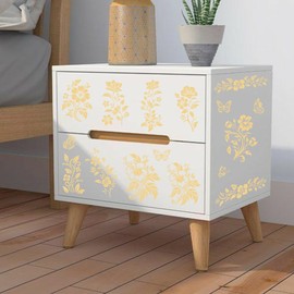 PLIGREAT 4 Sheets Gold Floral Rub on Transfers for Craft 30x15cm Monochrome Flower Furniture Transfer Paper Waterproof Rub on Sticker Decals for DIY Wood Dressers Cabinet Scrapbooking Home Decorative