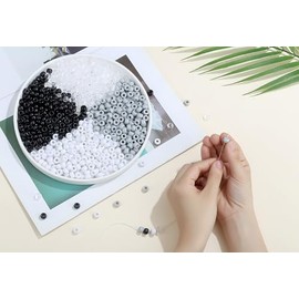 XIANNVXI Black White Pony Beads 500Pcs 9mm White Pony Beads Bulk for Friendship Bracelets for Crafts Necklace Brown Hair Kandi Black Beads