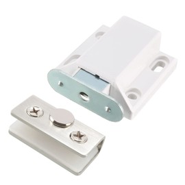METALLIXITY Magnetic Touch Catch Latch Clamp(8-10mm Glass Thickness), Plastic Pivot Hinge - for Home Kitchen Cupboard Cabinet Door, White Silver Tone
