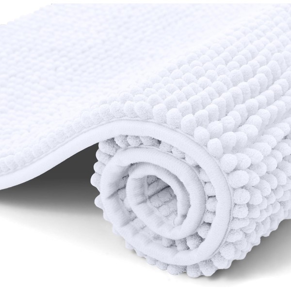 OLANLY Chenille Bath Mat, Non-Slip Bathroom Rug, Soft Bath Mat,