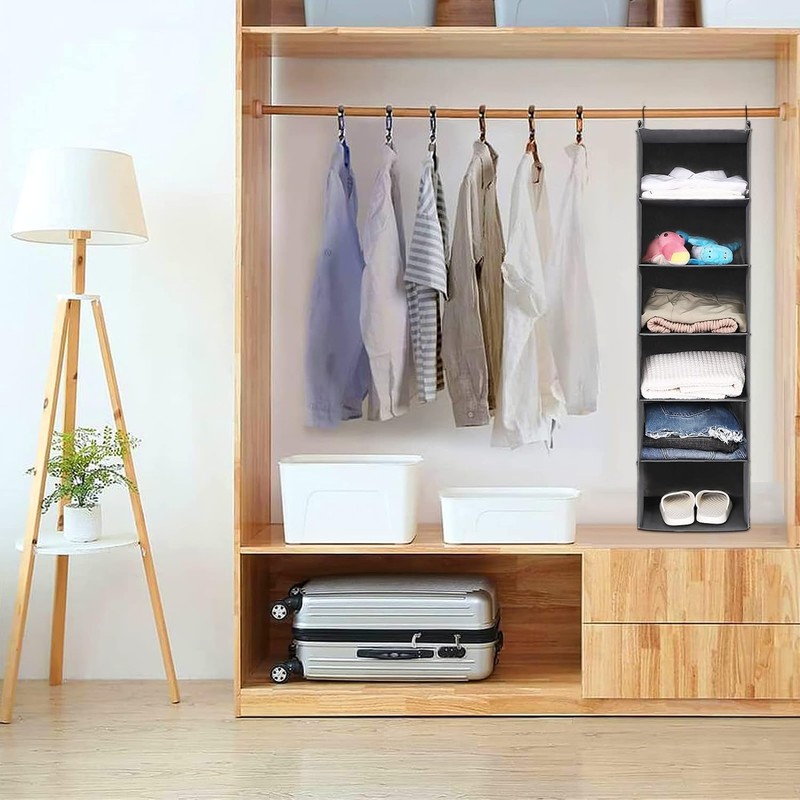 LOVJOYSE 6 Tier Shelf Hanging Closet Organizer, Closet Hanging Shelf