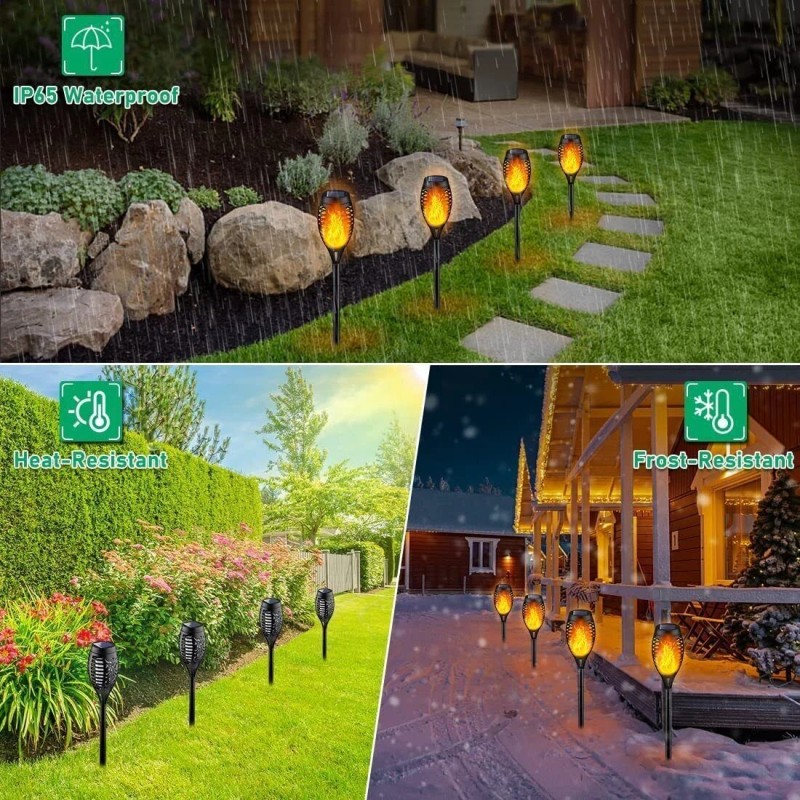 Claoner 4 PACK Flickering Solar Lights Flame Torch Outdoor Landscape