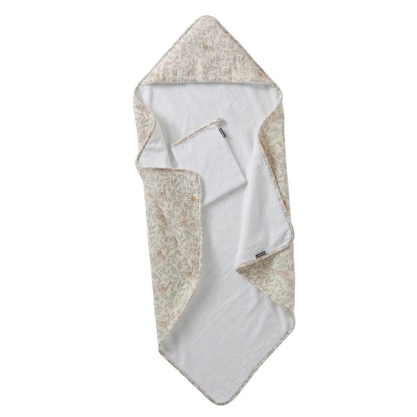 VERTBAUDET Hooded Bath Towel with Cotton Gauze + Wash Mitt