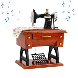 SELOVE Mini Caja de Música para Máquina de Coser, Caja de Música Retro, Caja de Música de Máquina de Coser Vintage, Caja Musical Decoración de Mesa, para el hogar, el Regalo de cumpleaños de Navidad