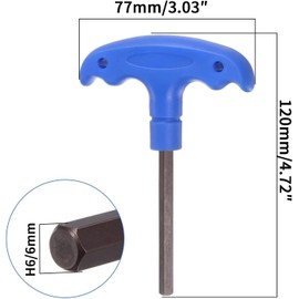 H6 6mm Allen Key, T-Handle Hex Key Wrench, S2 Steel T-Key Inner Hexagon Spanner, T Key, 6mm Spanner (2)