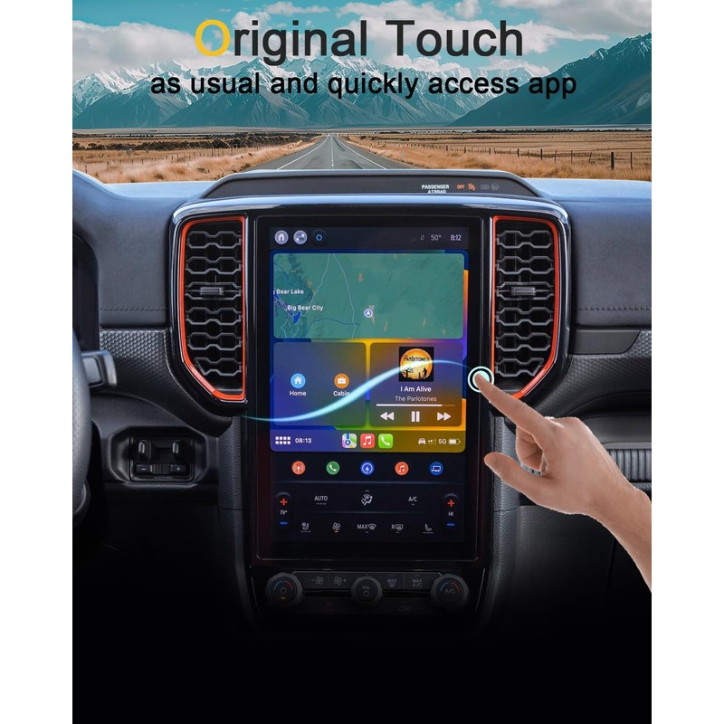 KOOGEN Tempered Glass Screen Protector for Ford Ranger 2024 2025,Infotainment
