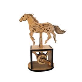 Abong 3D Wood Craft Mechanical Horse Automation Model | 221 Pieces of Precise Cuts of Plywood | Includes an Illustrated Instruction Book