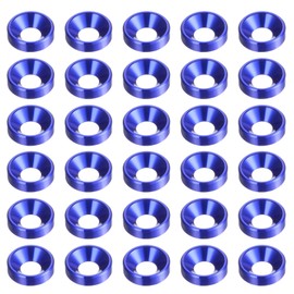 QUARKZMAN 30pcs M5 Anodized Aluminum Alloy Countersunk Washers Screw Seals for Mechanical Accessories Blue