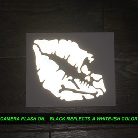 customTAYLOR33 High Intensity Reflective Vinyl Death Kiss Skull Crossbones Lips Decal Bumper Sticker - Cars, Motorcycles, Helmets, Wind Screens, laptops, cellphones, (Black, 6 inch Wide)