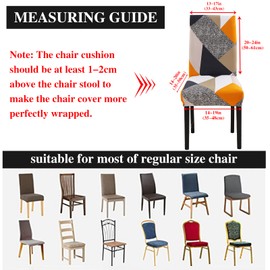 Jaotto Chair Covers, Set of 4, Universal, Stretch Chair Covers, Set of 4, Modern Chair Covers, Swing Chairs, Elastic, Durable Chair Covers for Dining Room, Banquet Decoration (Orange Geometry, Pack of 4)