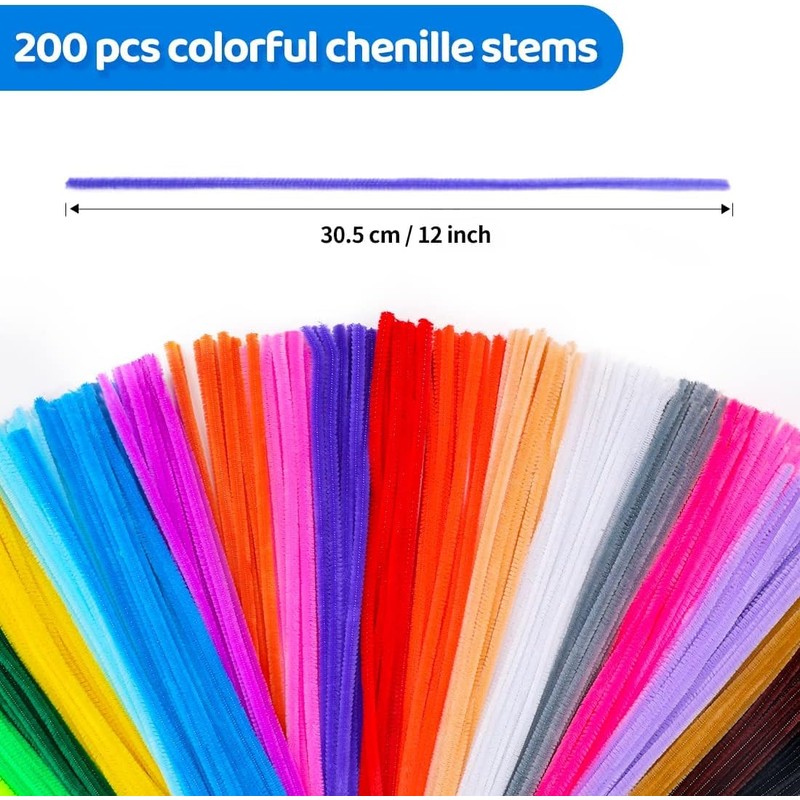 Daover Daover 200 PCS Pipe Cleaners, 10 Multi-Colors Pipe Cleaners