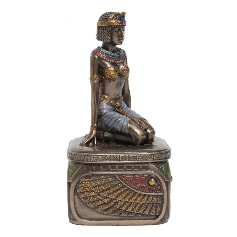Trinket Box, Kneeling Egyptian Queen, Cold Cast Bronze
