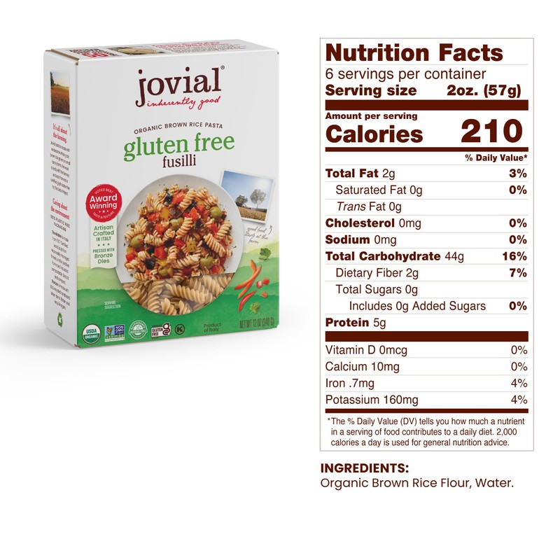 Jovial Whole Grain Brown Rice Pasta Variety Pack (Penne, Fusilli,