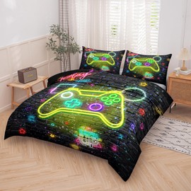 MWMWMW Kids Comforter Set for Boys, Gaming Bedding Set Full with 1 Comforter and 2 Pillowcases