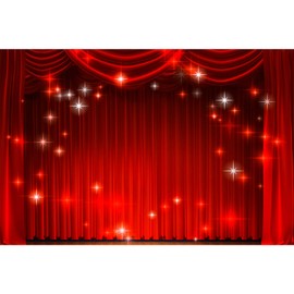Red Curtain Background Theater Stage Photography Backdrop Stage Spotlights Wooden Floor Festival Celebration Backdrop Children Baby Adults Portraits Video Backdrop Studio Props 9x6ft
