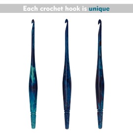 Ommi Ergonomic Handle Crochet Hooks | Handcrafted 7’’ Crochet Hook | Knitting Needle, Craft Yarn Weave | Best Gift! (Blue, 5.5 mm)