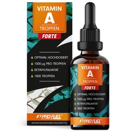 Vitamin A Drops Forte - 1000 μg per Drop - 1800 Drops with Vitamin A from Retinyl Palmitate - Optimal High Dose & Bioavailable - No Additives - Laboratory Tested with Certificate - 100% Vegan
