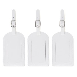 PATIKIL Luggage Tags for Suitcases, 3 Pack Premium PU Leather Baggage Tags Privacy Protection Luggage Identifier Travel Bag Labels, White