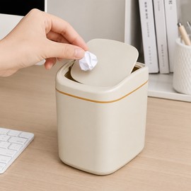 Mini Desktop Trash Can with Cover – Compact Waste Bin for Office Desk, Bedroom, Bathroom & Home Organization