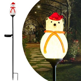 LaElvish Garden Solar Powered Garden Stake Lights Outdoor, Cute Animal Outdoor Figurine Lights Ornament Statue Decor for Pathway, Patio, Polar Bear