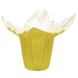 Queen of Wrap Premium 4.5" Pearlizedd Floral foil Plant Pot Covers - 5 Units (Daffodil Yellow)