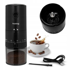 huslog Macinacaffè elettrico senza fili 30W - macina conica con macina in ceramica, batteria USB-C 2000mAh, grado di macinazione regolabile, macinino espresso portatile per casa e viaggi, 25 g