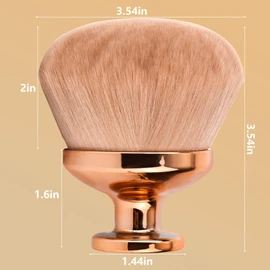 Extra Large Body Makeup Brush for Self Tanner, 3.54 Inch Wide-Headed Oval Kabuki Brush Bronzers Blend Self Tanning Applicator with Drawstring Bag for Face Neck Back Legs Wet & Dry Use (Gold)
