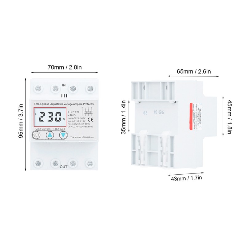 Adjustable Voltage Protector 3Phase LCD Multifunctional SelfResetting STVP936 230v 400V
