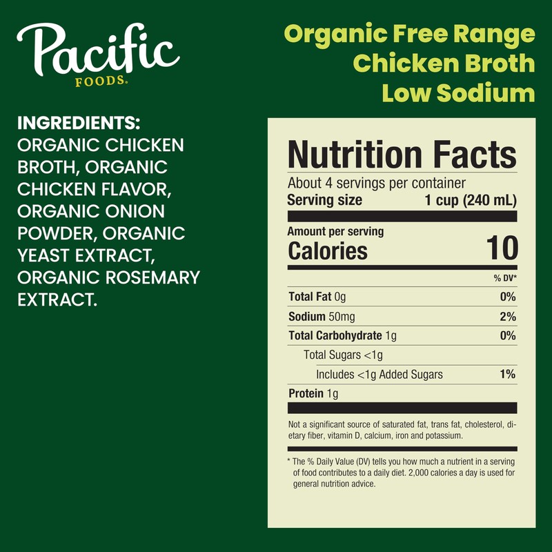 Pacific Foods Low Sodium Organic Free-Range Chicken Broth, 8 oz
