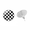ROSTIVO Black White Checkered Stud Earrings for Women Cute Plaid