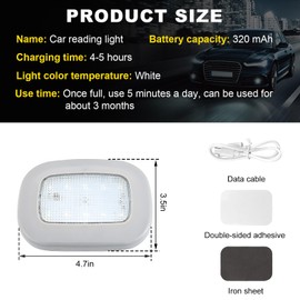 Suvnie Magnetic Dome Light for Car Roof, USB Rechargeable 10LEDs Wireless Dome Light for RV, Universal Interior Car Accessories (Gray)