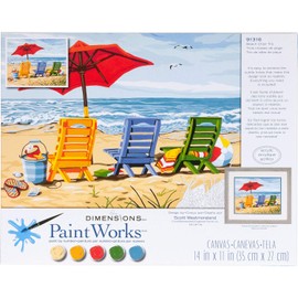 Dimensions Beach Chair Trio Paint by Numbers for Adults, 14'' W x 11'' L