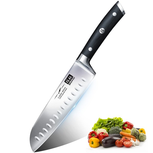 SHAN ZU Couteaux de Chef Santoku German Acier Inoxydable Couteaux de Cuisine - CLASSIC Series