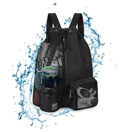 Bolsa de malla para natacion, mochila natacion, bolsa impermeable para natación, mochila deportiva con cordón, con compartimento húmedo y seco, para deportivo, fitness, natación y surf
