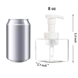 Youngever 5 Pack Clear Plastic Square Pump Bottles, Plastic Foaming Soap Dispenser, Refillable Plastic Pump Bottles with Travel Lock (8 Ounce)