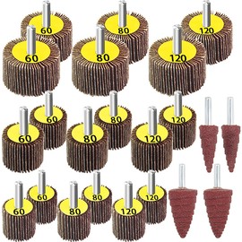 FEIHU Pack of 22 Lamellar Sanders, Sanding Heads, Flap Sander Set, Polishing Disc, 3 Different Sizes, Diameter 25, 30, 40 mm (Grit 60, 80, 120) for Grinding Attachment Cordless Screwdriver Wood, Metal