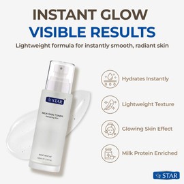 SZ STAR Milk Skin Toner 100ml, Brightening & Hydrating Face Toner with Niacinamide, Rice Extract & Botanicals, Alcohol-Free Daily Skincare Facial Mist for Pore Care, Glow & All Skin Types