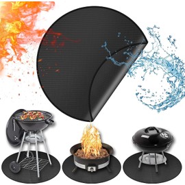 48 Inches Heat Resistant Round Under Grill Mats for Outdoor Grill & Fire Pit Mat - Fireproof Deck Patio Protect Mat - Water Resistant & Oil Proof- Easy to Clean