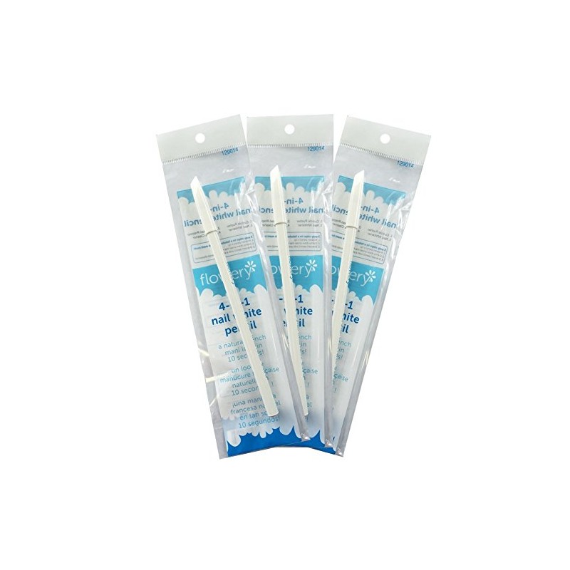 Flowery Nail White Pencil with Cuticle Pusher Cap - Set